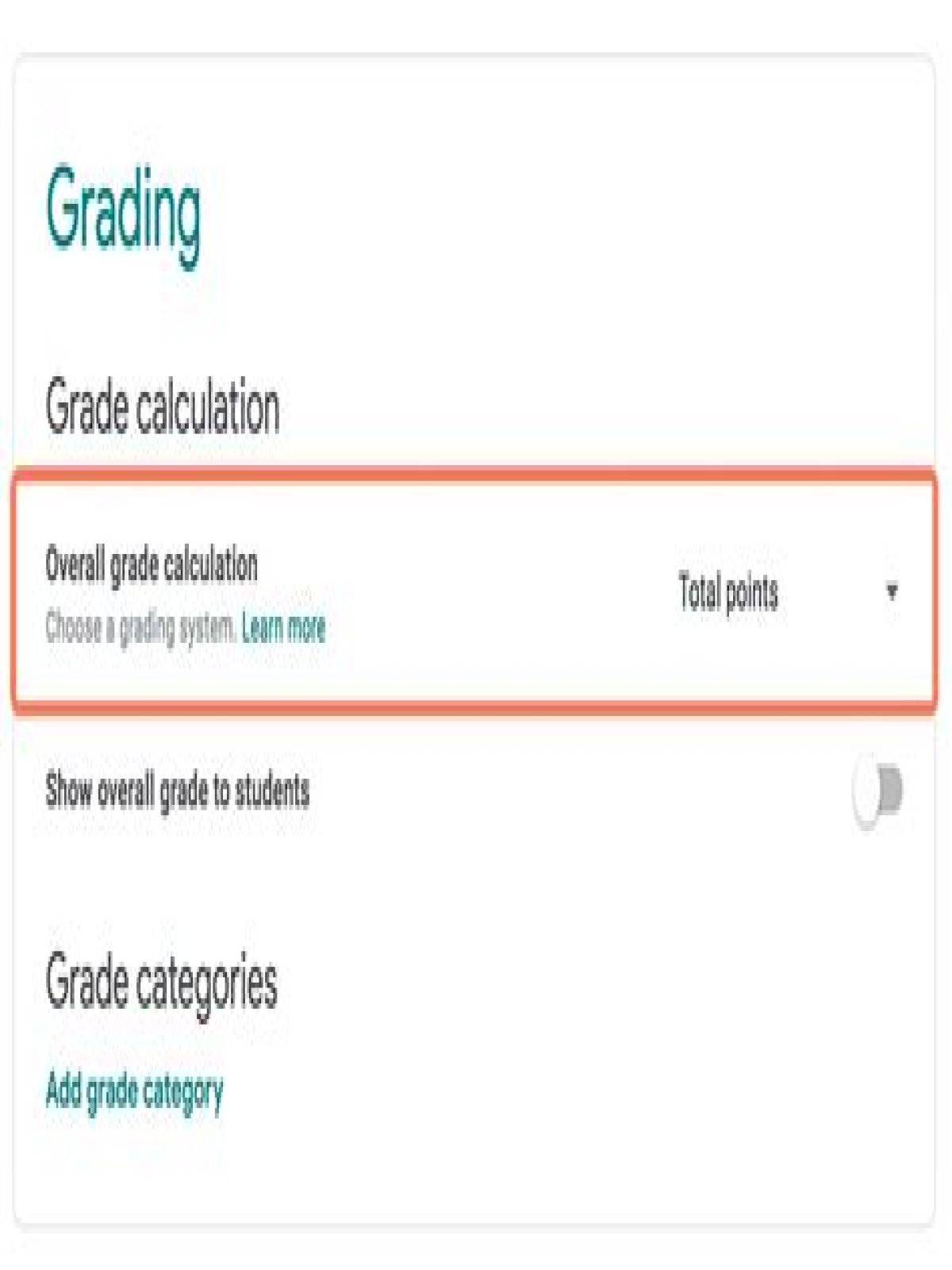 How do I show my overall grade in Google Classroom?